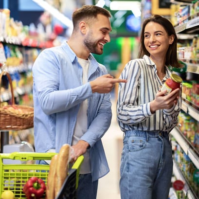 Couple shopping for groceries